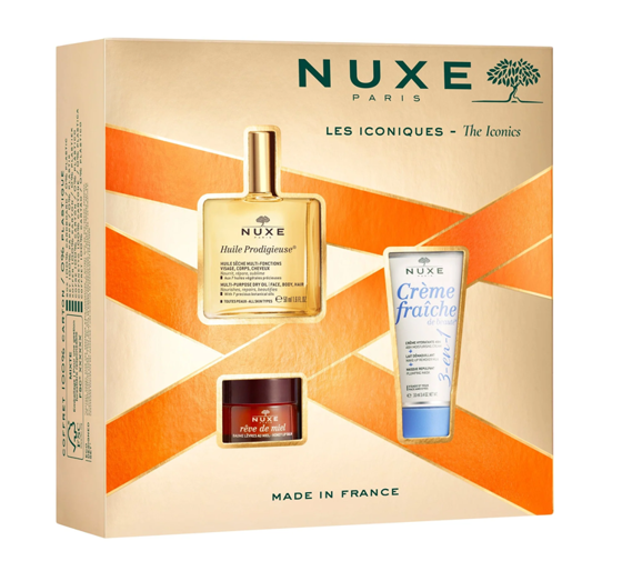 NUXE THE ICONICS GIFT SET MULTIPURPOSE OIL + LIP BALM + FACE CREAM