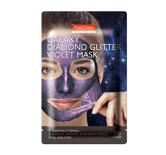 PUREDERM GALAXY DIAMOND GLITTER PURPLE PEEL-OFF MASK 10G