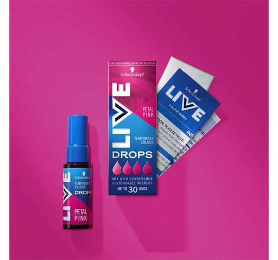 SCHWARZKOPF LIVE DROPS TEMPORARY HAIR COLOUR PETAL PINK 30ML