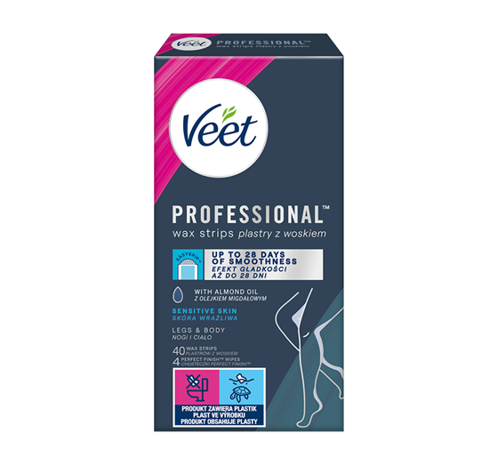 VEET EASY-GEL WAX STRIP FOR EPILATION SENSITIVE SKIN 40 PIECES 