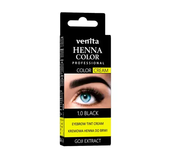 VENITA HENNA COLOR EYEBROW TINT CREAM 1.0 BLACK 15G + 15G