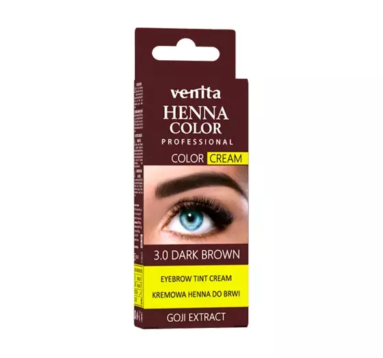 VENITA HENNA COLOR EYEBROW TINT CREAM 3.0 DARK BROWN 15G + 15G