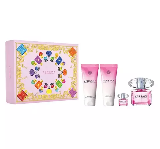 VERSACE BRIGHT CRYSTAL EAU DE TOILETTE SPRAY 90ML + 5ML + GEL 100ML + LOTION 100ML