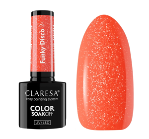 CLARESA SOAK OFF HYBRID NAIL POLISH FUNKY DISCO 2 5ML