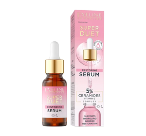 EVELINE SUPER DUET RESTORING FACE SERUM 5% CERAMICIDES FOR DEHYDRATED AND DULL SKIN 18ML