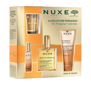 NUXE THE PRODIGIEUX COLLECTION GIFT SET OIL + NUXE THE PRODIGIEUX COLLECTION GIFT SET OIL + SHOWER OIL + PERFUME + CANDLESHOWER OIL + PERFUME + CANDLE