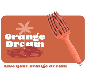 OLIVIA GARDEN FINGERBRUSH COMBO ON THE ROAD HAIR BRUSH ORANGE DREAM