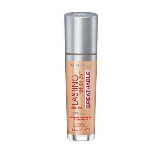 RIMMEL LASTING FINISH 25H BREATHABLE FOUNDATION 203 TRUE BEIGE