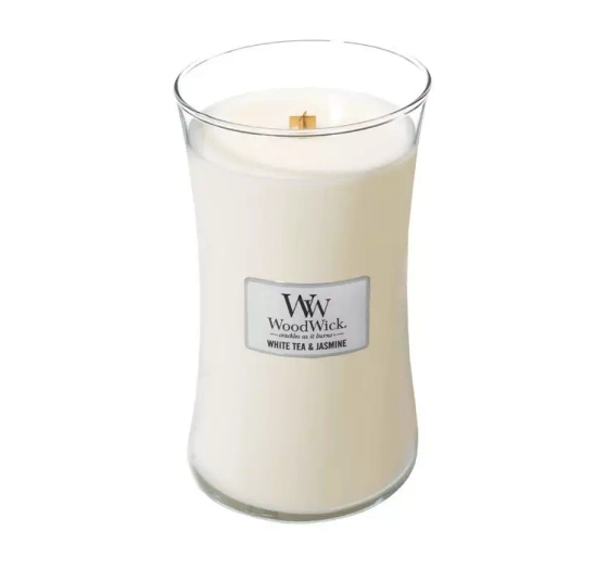 WOODWICK LARGE JAR CANDLE SCENTED CANDLE 	WHITE TEA & JASMINE 610G