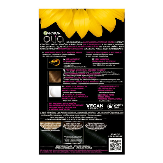 GARNIER OLIA PERMANENT HAIR COLOR NO AMMONIA 1.0 DEEP BLACK