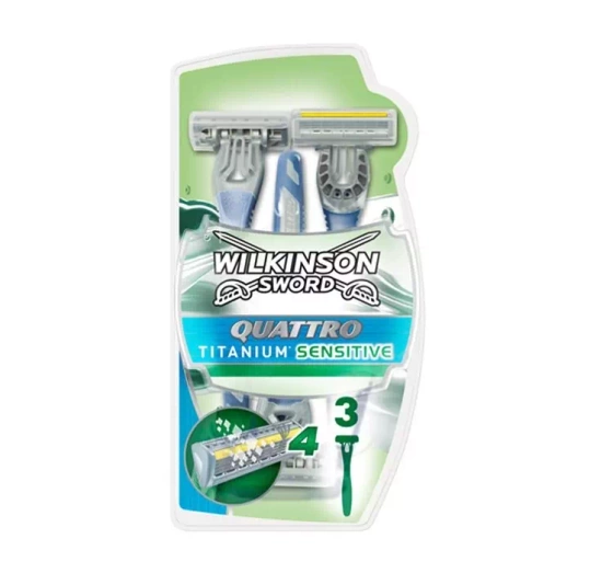 WILKINSON SWORD QUATTRO TITANIUM SENSITIVE DISPOSABLE MEN'S RAZORS 3 PCS