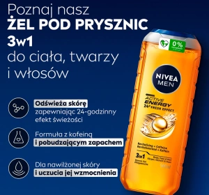 NIVEA MEN Active Energy Energising 3-in-1 Shower Gel 500ml