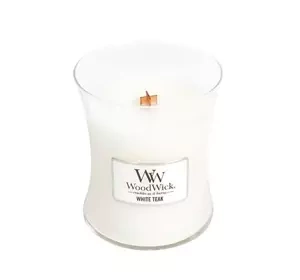 WOODWICK MEDIUM JAR CANDLE SCENTED CANDLE WHITE TEAK 275G