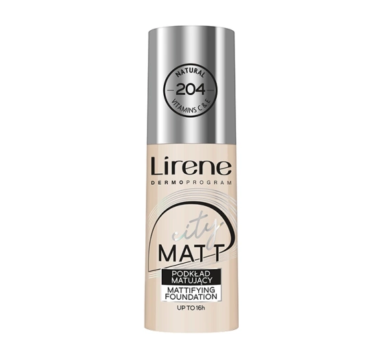 Click on photo to zoom it LIRENE CITY MATT FLUID MATTIFYING AND SMOOTHING FACE FOUNDATION 204 NATURAL 30ML