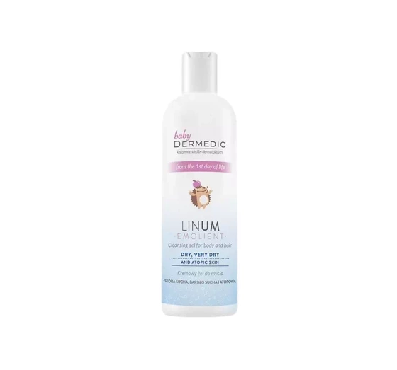 DERMEDIC BABY LINUM EMOLIENT CREAMY CLEANSING GEL FOR BODY AND HAIR FOR KIDS 200ML
