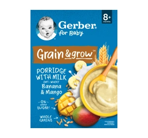 Gerber Grain & Grow milk porridge with oatmeal and wheat, Banana and Mango, for infants after 8 months, 200g