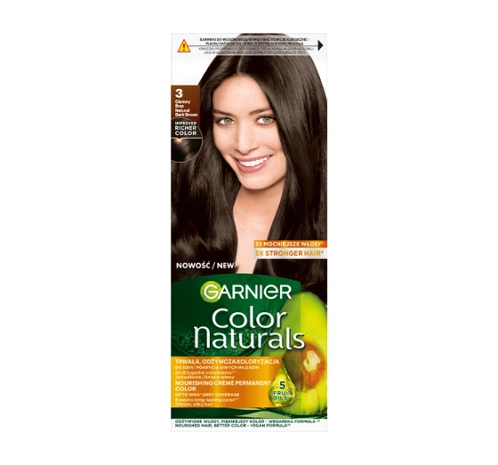 GARNIER COLOUR NATURALS PERMANENT HAIR DYE 3 DARK BROWN