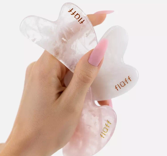 FLUFF GUA SHA STONE STONE FOR FACE MASSAGE PINK QUARTZ
