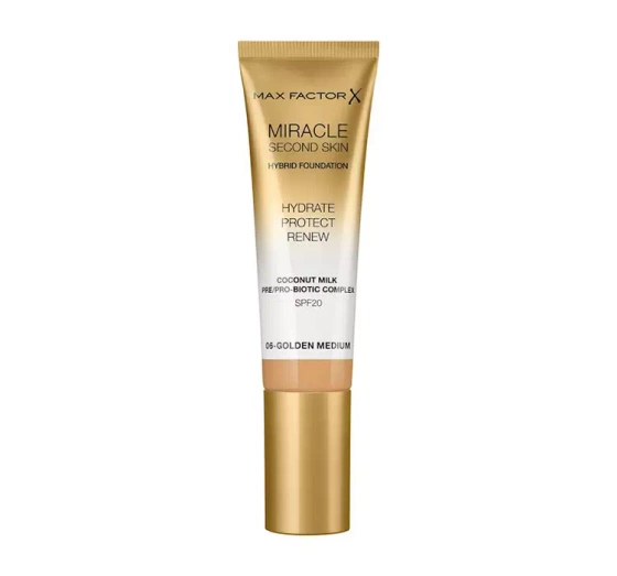 MAX FACTOR MIRACLE SECOND SKIN FOUNDATION 06 GOLDEN MEDIUM 30ML