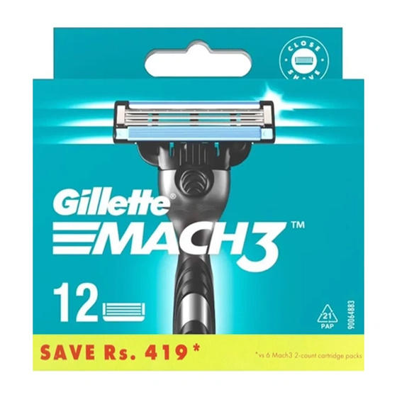 Gillette Mach3 Razor Blade Refills for Men Pack of 12