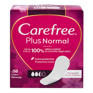 Carefree Plus Original Unscented Panty Liners, 56 pieces