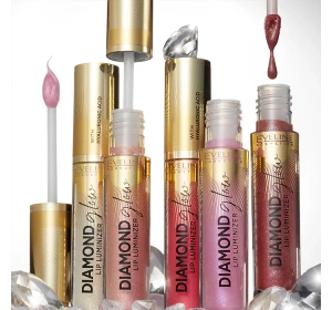 EVELINE DIAMOND GLOW LIP LUMINIZER WATERPROOF TOPCOAT WITH HYALURONIC ACID 04 RASPBERRY SORBET 4.5ML