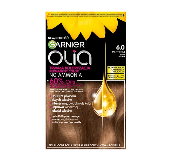 Click on photo to zoom it GARNIER OLIA PERMANENT HAIR COLOR NO AMMONIA 6.0 LIGHT BROWN
