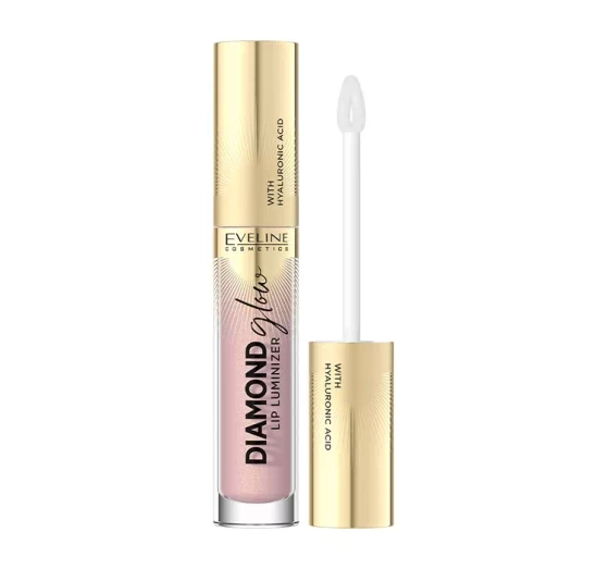 EVELINE DIAMOND GLOW LIP LUMINIZER WATERPROOF TOPCOAT WITH HYALURONIC ACID 03 CARAMEL ICE CREAM 4.5ML