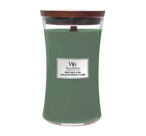 WOODWICK LARGE JAR CANDLE SCENTED CANDLE MINT LEAVES & OAK 610G