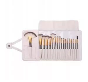 A SET OF 18 PROFESSIONAL MAKEUP BRUSHES + CASE BAG