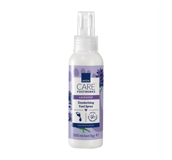 AVON FOOT WORKS DEODORISING FOOT AND SHOE SPRAY WITH LAVENDER SPRAY 100ML