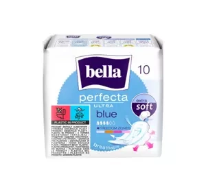 BELLA PERFECTA ULTRA BLUE FEMINE PADS WITH WINGS 10 PCS