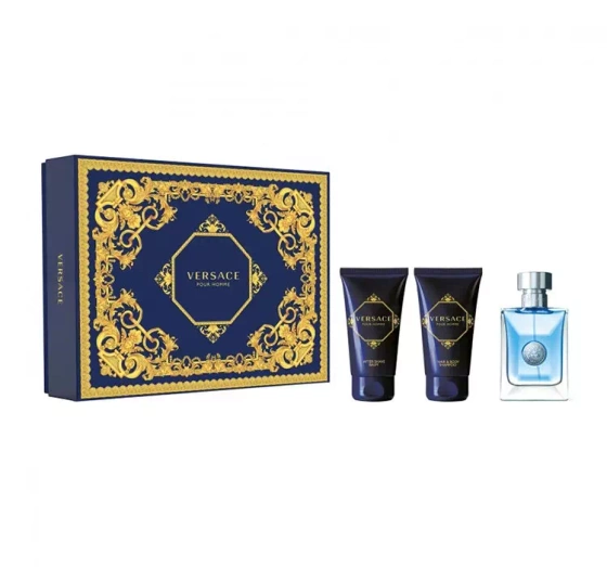 Click on photo to zoom it VERSACE POUR HOMME SET EAU DE TOILETTE SPRAY 50ML + SHAMPOO 50ML + AFTER SHAVE BALM 50ML