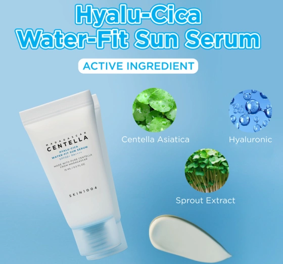 SKIN1004 MADAGASCAR CENTELLA HYALU-CICA WATER-FIT SUN SERUM SPF50+ PROTECTIVE FACE CREAM 15ML