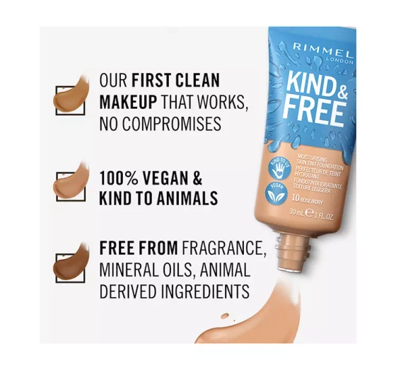 RIMMEL KIND & FREE FACE FOUNDATION 10 ROSE IVORY 30ML