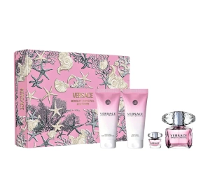 VERSACE BRIGHT CRYSTAL EAU DE TOILETTE SPRAY 90ML + 5ML + GEL 100ML + LOTION 100ML