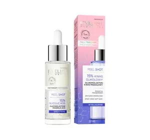 EVELINE PEEL SHOT 15% GLYCOLIC ACID EXFOLIATING SERUM FOR FACE NECK AND DECOLLEGE 30ML