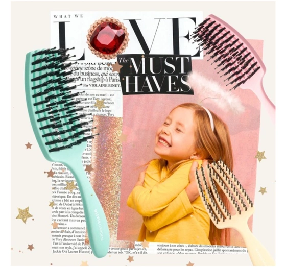 OLIVIA GARDEN FINGERBRUSH CARE MINI KIDS HAIR BRUSH YELLOW