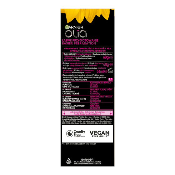GARNIER OLIA PERMANENT HAIR COLOR NO AMMONIA 9.0 LIGHT BLOND