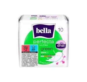 BELLA PERFECTA ULTRA GREEN FEMINE PADS WITH WINGS 10 PCS