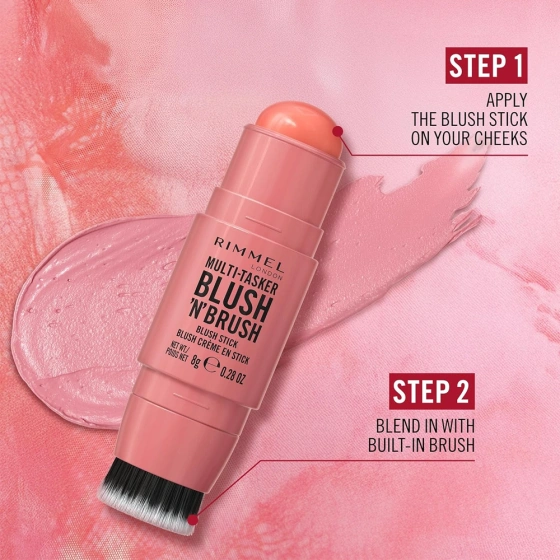 Rimmel Multi Tasker Blush 'N' Brush Cream Blush Stick 150 Cherry On Point 8 g