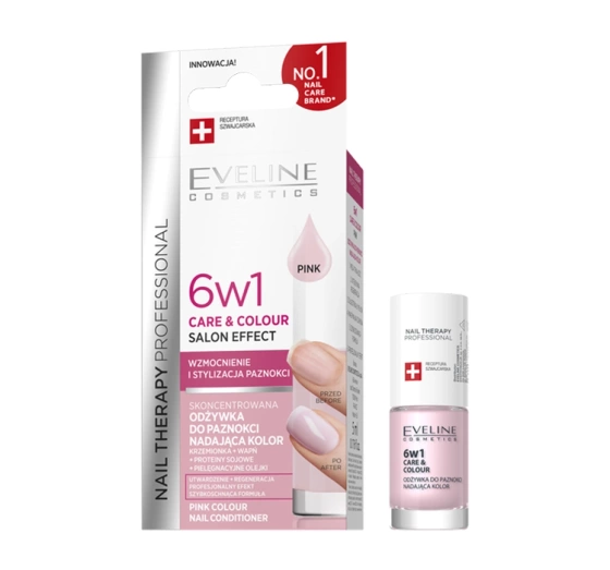 EVELINE NAIL THERAPY 6IN1 CARE AND COLOUR PINK 5ML
