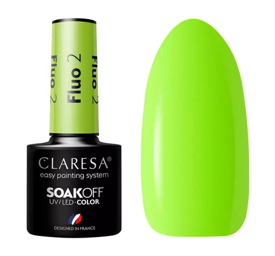 CLARESA SOAK OFF UV HYBRID NAIL POLISH FLUO 2 5ML