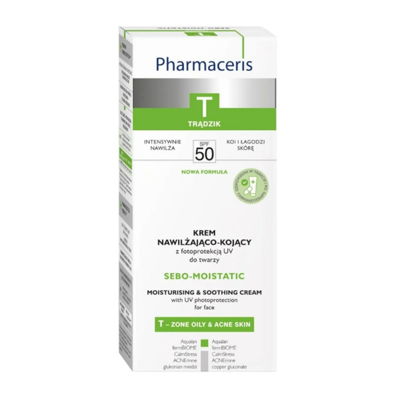 PHARMACERIS T SEBO MOISTATIC SOOTHING MOISTURISING FACE CREAM SPF 50 50ML