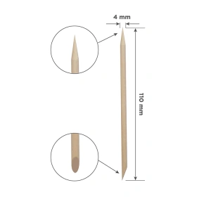 Staleks Pro Expert Double-Ended Orange Wood Manicure Sticks with Pointed Tip and Cuticle Pusher 110mm Pack of 100
