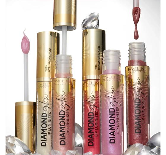 EVELINE DIAMOND GLOW LIP LUMINIZER WATERPROOF TOPCOAT WITH HYALURONIC ACID 09 PEACH DREAM 4.5ML