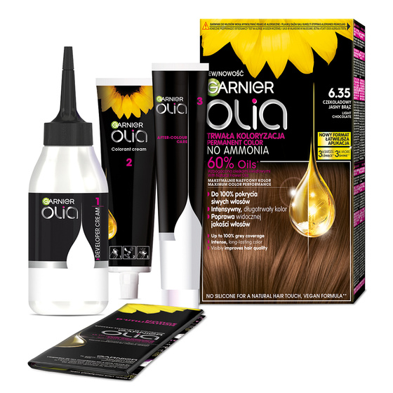 Garnier Olia permanent hair color no ammonia 6.35 Chocolate Light Brown