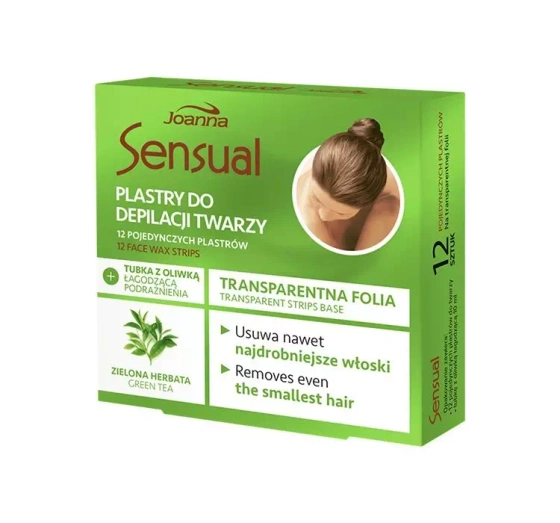 JOANNA SENSUAL FACIAL WAX STRIPS WITH GREEN TEA EXTRACT 12 PIECES