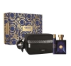VERSACE DYLAN BLUE POUR HOMME SET EAU DE TOILETTE SPRAY 100ML + 10ML + COSMETIC BAG