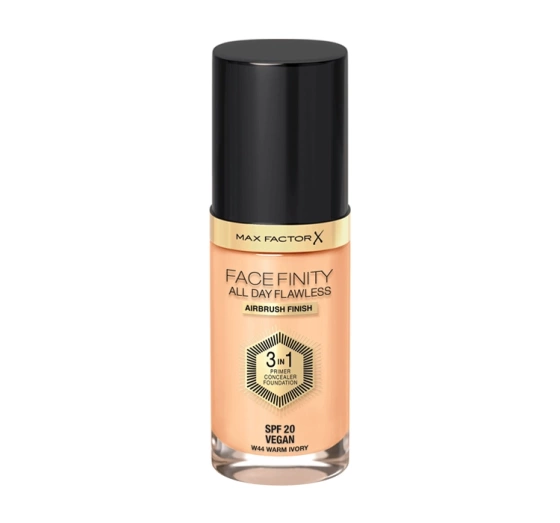 MAX FACTOR FACEFINITY ALL DAY FLAWLESS 3IN1 VEGAN FOUNDATION W44 WARM IVORY 30ML 